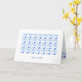 Carte Joyeuse fête de Hanoukka Belle décoration bleue (Fleur jaune)
