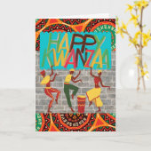 Carte Joyeuse fête de Kwanzaa avec danse (Fleur jaune)