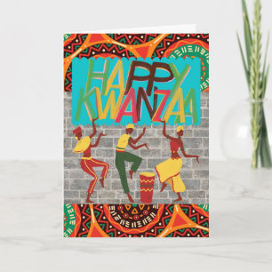 Carte Joyeuse fête de Kwanzaa avec danse