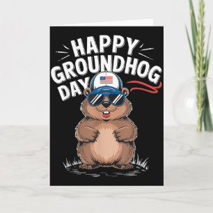 Carte Joyeuse fête de la marmotte amusante