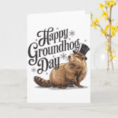 Carte Joyeuse fête de la marmotte Costume de marmotte an (Fleur jaune)