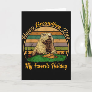 Carte Joyeuse fête de la marmotte drôle mignon animal M