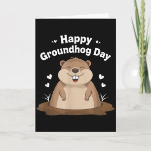 Carte Joyeuse fête de la marmotte drôle mignon animal M