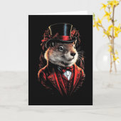 Carte Joyeuse Fête De La Marmotte Marmotte En Costume Et (Fleur jaune)