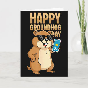 Carte Joyeuse fête de la marmotte Mignonne Marmotte Vaca