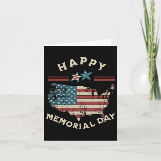 Carte Joyeuse fête de la mémoire Drapeau américain Memor (Devant)