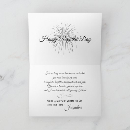 Carte Joyeuse fête de la République à mon ami Trini (Intérieur)