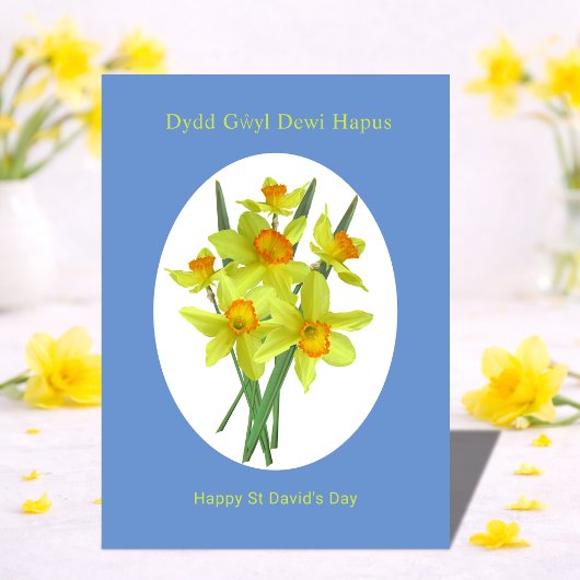 Carte Joyeuse fête de la Saint David Daffodils gallois