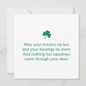 Carte Joyeuse fête de la Saint-Patrick chat (Dos)