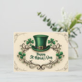 Carte Joyeuse fête de la Saint-Patrick, motif de trèfle (Debout devant)