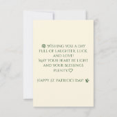 Carte Joyeuse Fête de la Saint-Patrick Nom personnalisé  (Dos)