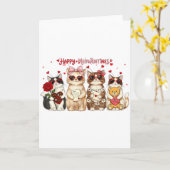Carte Joyeuse fête de la Saint-Valentin chats mignons cœ (Fleur jaune)