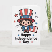 Carte Joyeuse fête de l'Indépendance Chibi (Devant)
