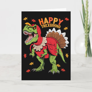 Carte Joyeuse fête de Trexgiving T Rex dinosaure d'Actio