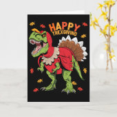 Carte Joyeuse fête de Trexgiving T Rex dinosaure d'Actio (Fleur jaune)