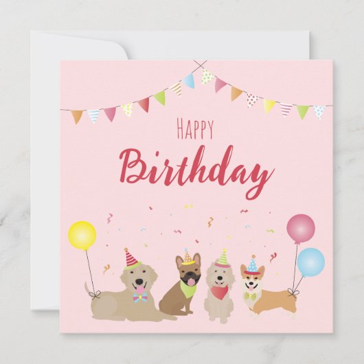 Carte Joyeuse fête des chiens d'anniversaire (Devant)