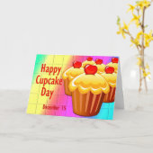 Carte Joyeuse fête des Cupcake 15 décembre (Fleur jaune)