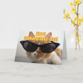 Carte Joyeuse Fête des Grands-Parents - Chat Cool (Fleur jaune)