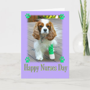 Carte Joyeuse fête des infirmières avec Cavalier King Ch
