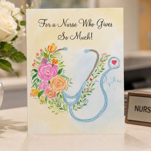 Carte Joyeuse Fête des Infirmières Fleur Stéthoscope App