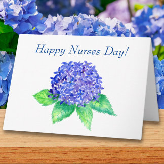 Carte Joyeuse fête des infirmières ! Hydrangea aquarelle