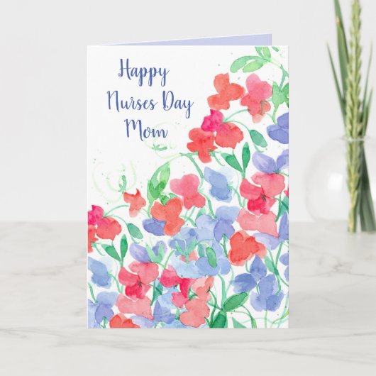 Carte Joyeuse Fête des infirmières Maman Fleurs de pois (Devant)