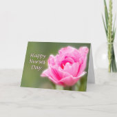 Carte Joyeuse fête des infirmières Rose rose simple (Devant)
