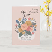 Carte Joyeuse Fête des Mères à ma Nièce Bouquet Floral (Fleur jaune)