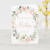 Carte Joyeuse Fête des Mères Aquarelle Bleu rose floral (Fleur jaune)