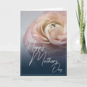 Carte Joyeuse fête des Mères avec une grande rose rose