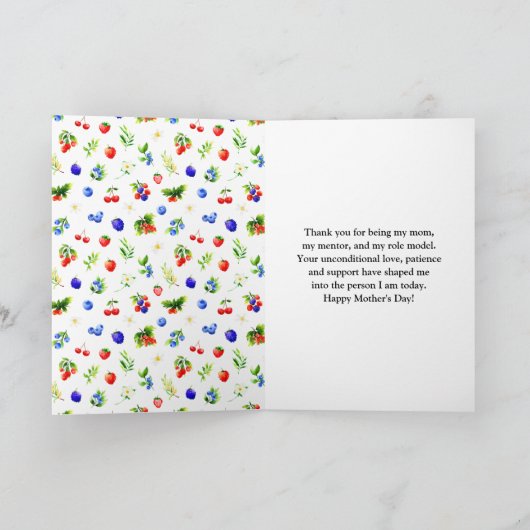 Carte Joyeuse Fête des Mères Baies Mixtes d'Été (Intérieur)