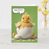 Carte Joyeuse Fête des Mères Bébé poussin (Fleur jaune)