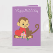 Carte Joyeuse Fête des Mères Bébé Singe (Devant)