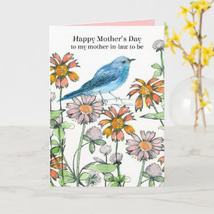 Carte Joyeuse fête des Mères Belle-Mère à Devenir Oiseau