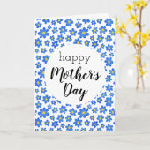 Carte Joyeuse Fête des Mères Bleu motif floral (Fleur jaune)