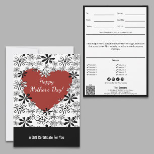 Carte Joyeuse fête des mères Certificat cadeau de coeur 