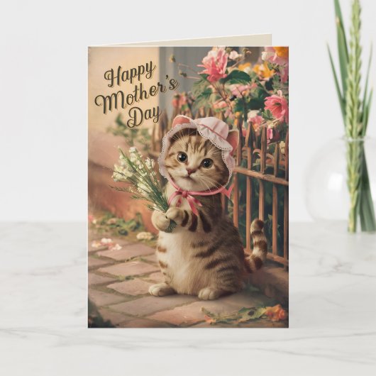 Carte Joyeuse fête des mères Chat drôle (Devant)