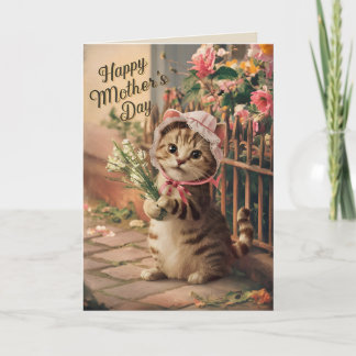 Carte Joyeuse fête des Mères Chat Drôle