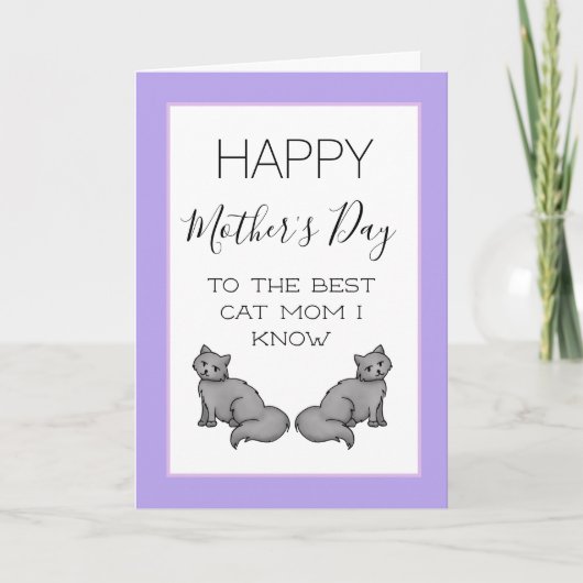 Carte Joyeuse Fête des Mères Chat Maman (Devant)