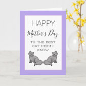 Carte Joyeuse Fête des Mères Chat Maman (Fleur jaune)