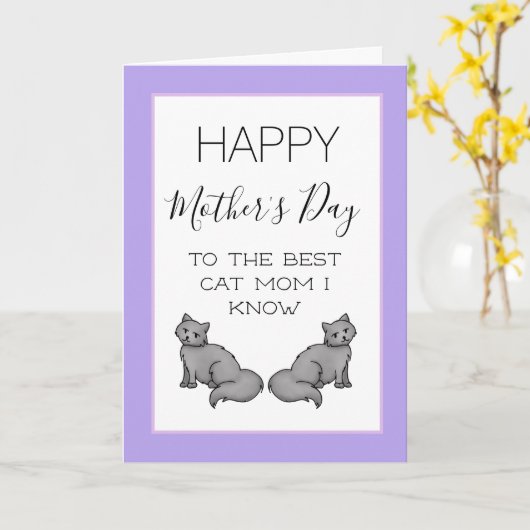Carte Joyeuse Fête des Mères Chat Maman (Fleur jaune)