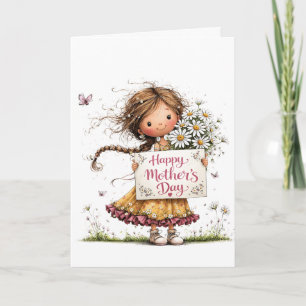 Carte "Joyeuse fête des Mères" Daisy Bouquet