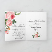 Carte Joyeuse fête des mères de rose rougissante (Intérieur)