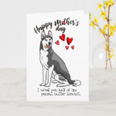 Carte Joyeuse fête des mères de votre chien sibérien Hus (Fleur jaune)