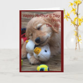 Carte Joyeuse fête des mères du chien (Fleur jaune)