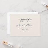 Carte Joyeuse Fête des Mères Feuille Aquarelle Minimalis (Devant/Arrière en situation)