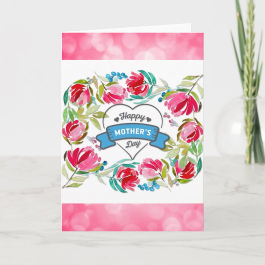 Carte Joyeuse Fête des Mères Fleur rose mignonne (Devant)
