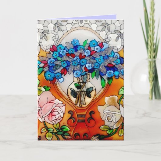 Carte Joyeuse Fête des Mères Fleurs de verre tendues dan (Devant)