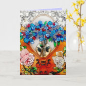 Carte Joyeuse Fête des Mères Fleurs de verre tendues dan (Fleur jaune)