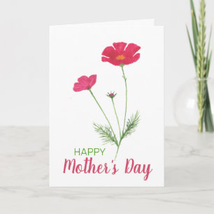 Carte Joyeuse Fête des Mères Fleurs de Watercolor Rose